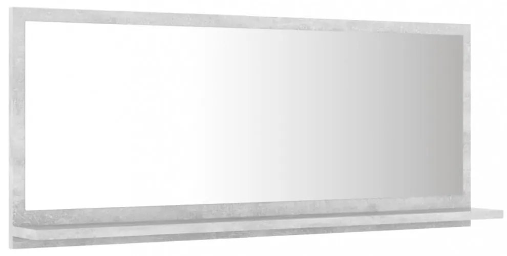betonszürke forgácslap fürdőszobai tükör 90 x 10,5 x 37 cm