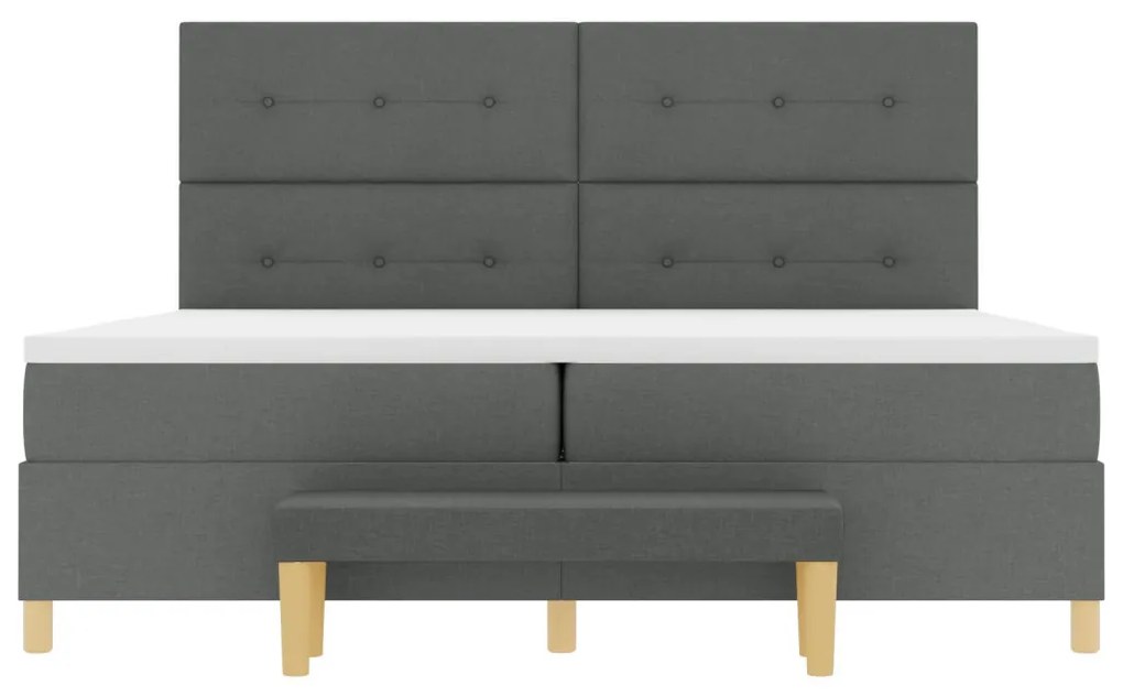 vidaXL Boxspring Ágy Matrac és Pad Sötét Szürke 200x200 cm Szövet