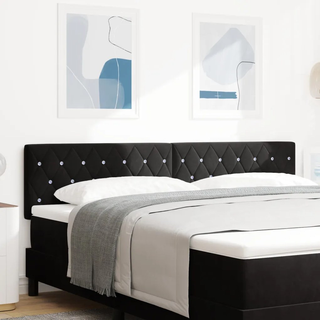 LED fejtámla kristálygombos tűzéssel fekete 90 cm bársony