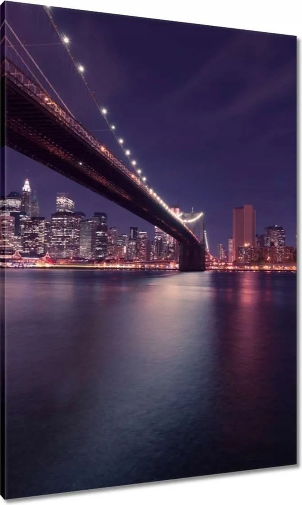 Vászonkép 70x100 Híd az éjszakában Usa New York