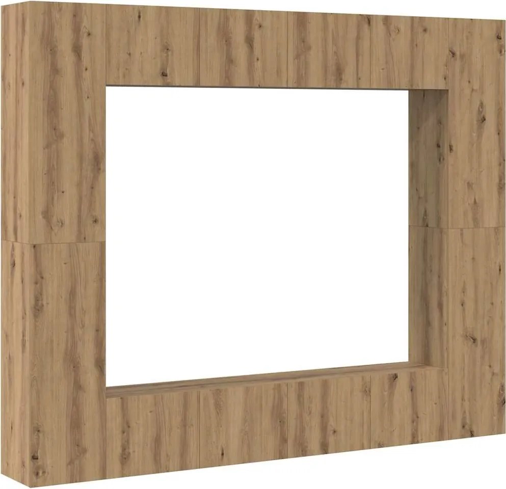 vidaXL TV szekrény garnitúra Falra szerelhető 8 pcs Barna Faanyag
