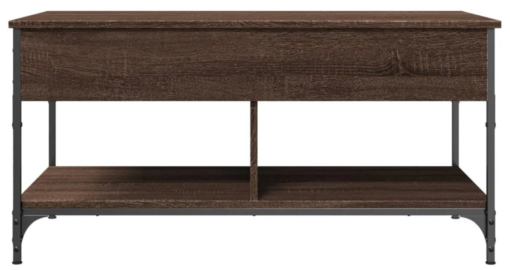 Barna tölgy színű szerelt fa és fém dohányzóasztal 100x50x50 cm
