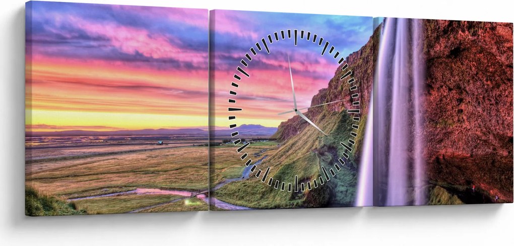 Kép - Seljalandsfoss vízesés (órával) (90x30 cm)