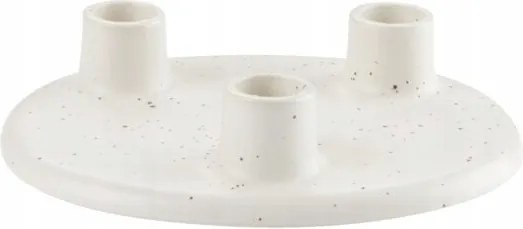 Világos bézs kerámia pöttyös gyertyatartó Lauritis 3 gyertyához