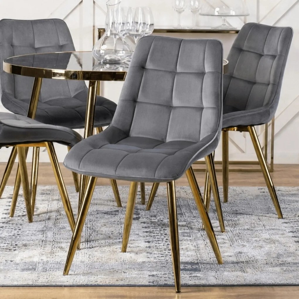 Krzesło CARO Szare Welurowe