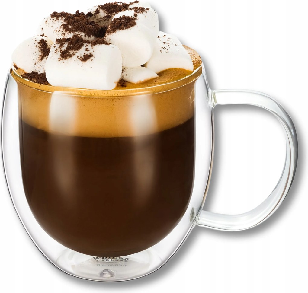 Duplafalú kávés és teás bögre 500 ml Wilmax Termikus Üveg