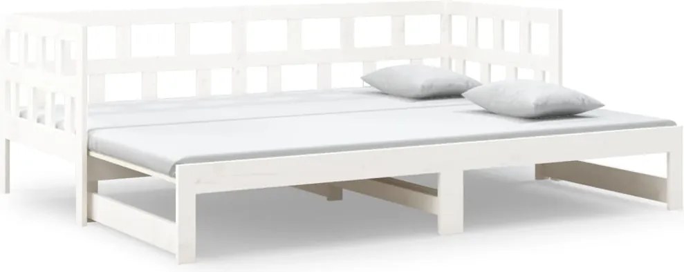 vidaXL fehér tömör fenyőfa kihúzható kanapéágy 2 x (90 x 200) cm
