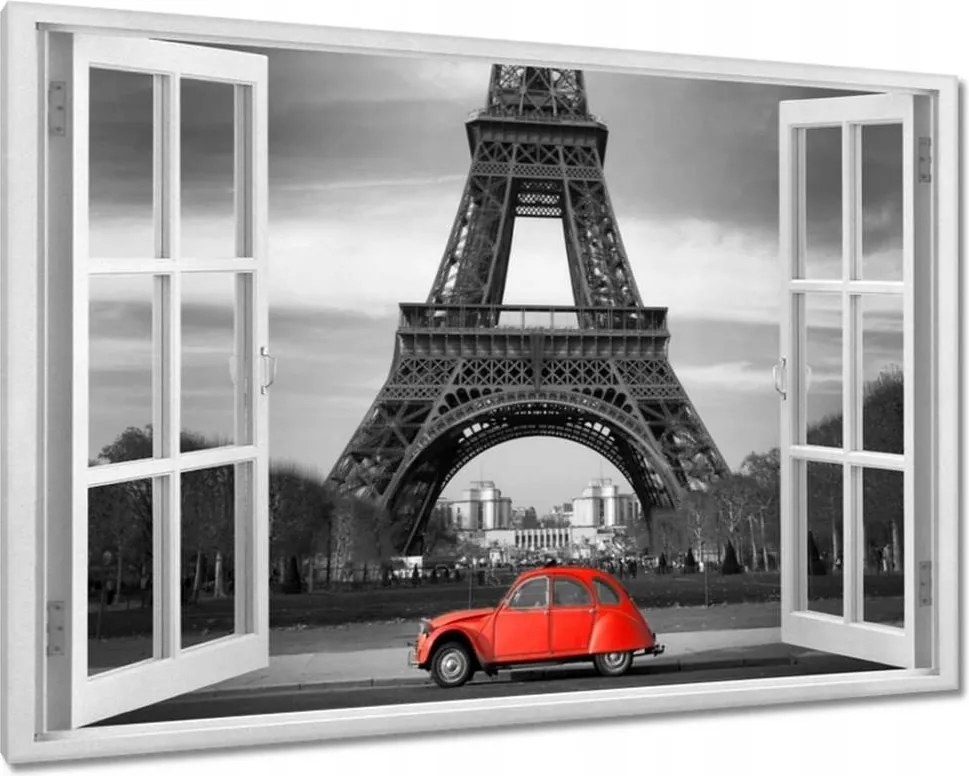 Vászonkép 60x40 Autó Eiffel-torony
