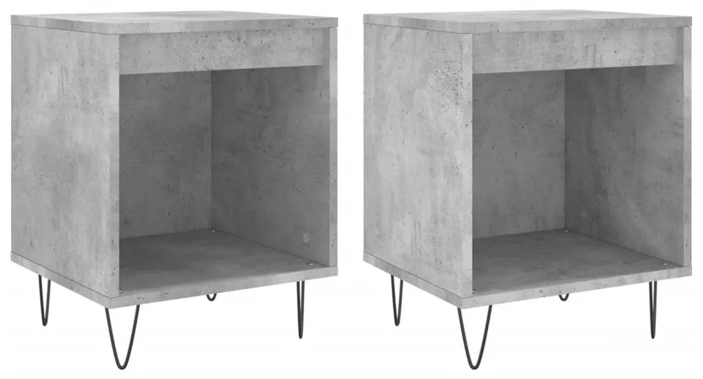 2 db betonszürke szerelt fa éjjeliszekrény 40 x 35 x 50 cm