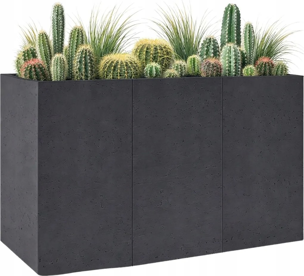 Kerekes Virágtartó Beton Antracit 90x30x60 cm virágos erkély terasz