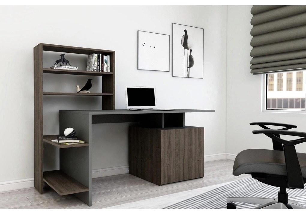 Íróasztal Melis - Walnut, Anthracite