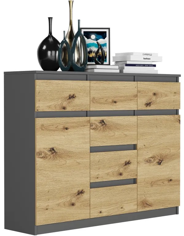 Design komód S-62D letisztult vonalvezetéssel - különböző színű kivitelben antracit mix artisan