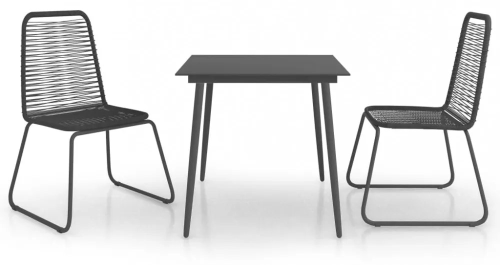 3 részes fekete PVC rattan kerti étkezőgarnitúra