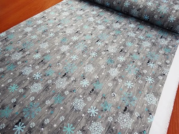 Mg Tk asztalterítő Satin Karácsonyi Hópehely Türkiz 160cm