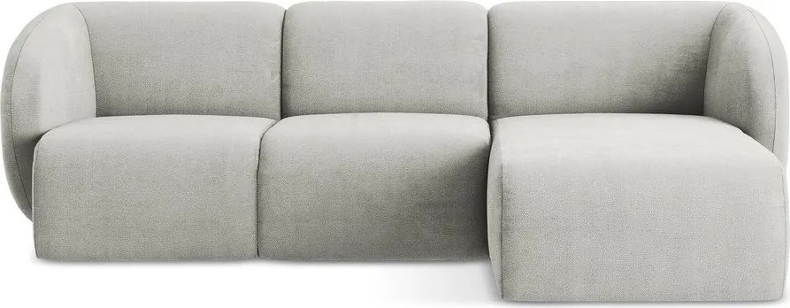 Világosszürke zsenília sarokkanapé (jobb oldali-heverő résszel) Lani – Makamii