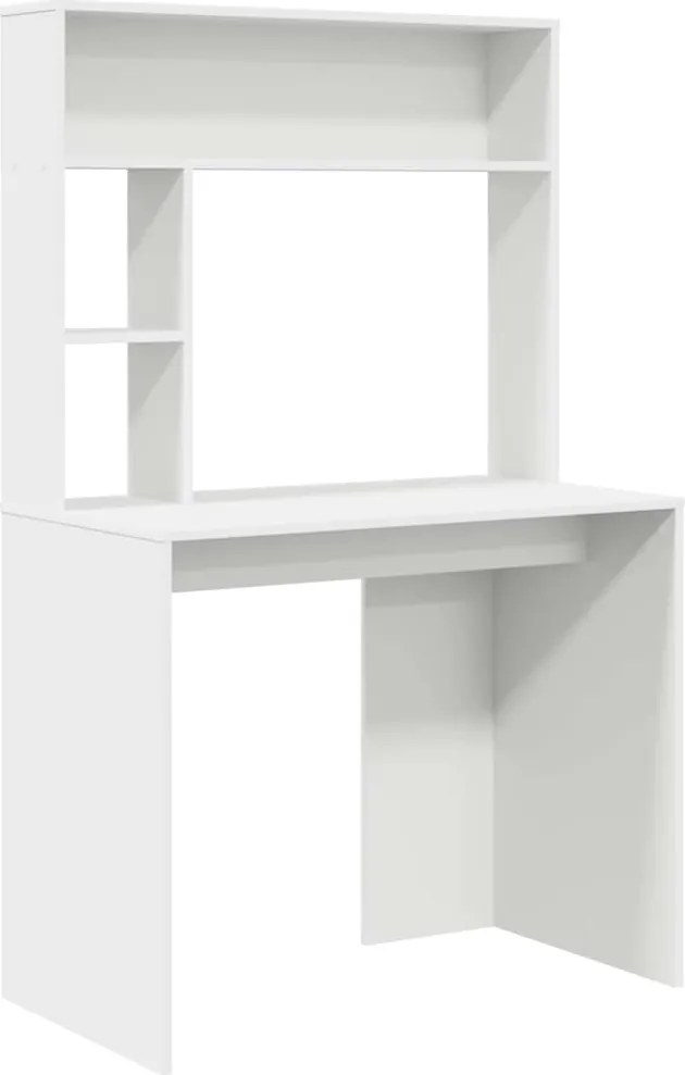 vidaXL Asztal polcokkal tárolóval Fehér 91 x 50 x 149 cm Faanyag