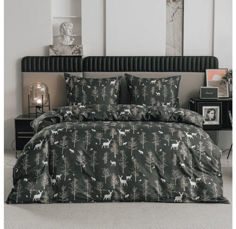 Mikroszálas ágyneműhuzat OAK DEER sötétzöld Ágyneműhuzat mérete: 2 db 70 x 90 cm | 200 x 220 cm