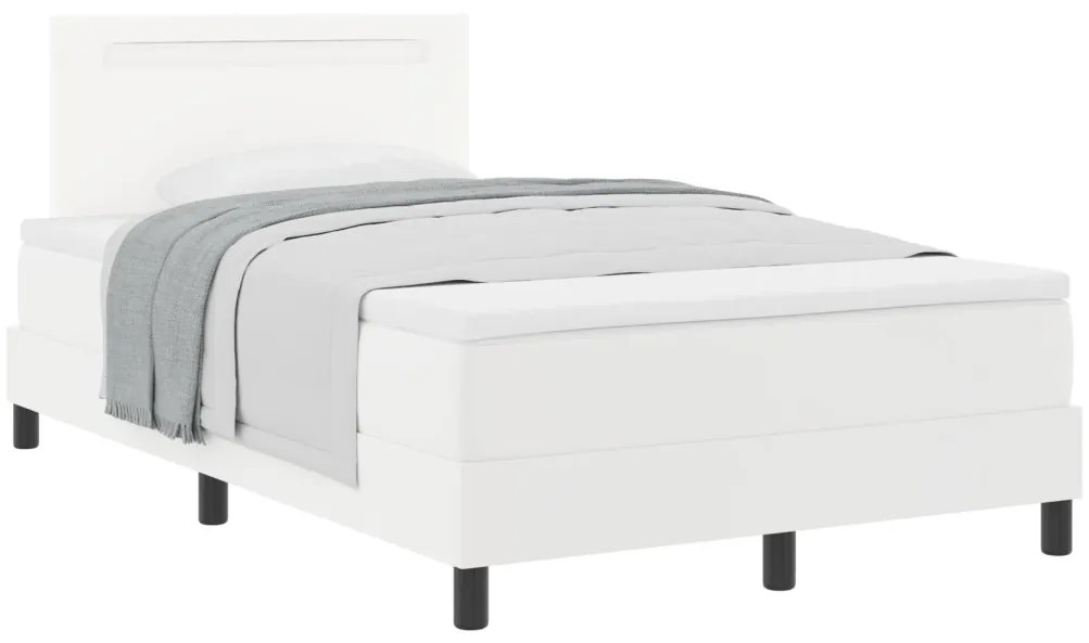 Boxspring Ágy Matraccal, Fehér, Kis Dupla, Műbőr