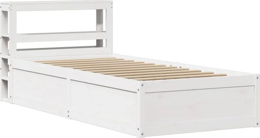 vidaXL fehér tömör fenyőfa ágykeret fejtámlával 90 x 200 cm