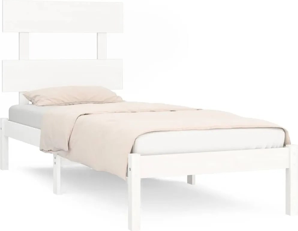 vidaXL Single fehér tömör fa ágykeret 90 x 190 cm