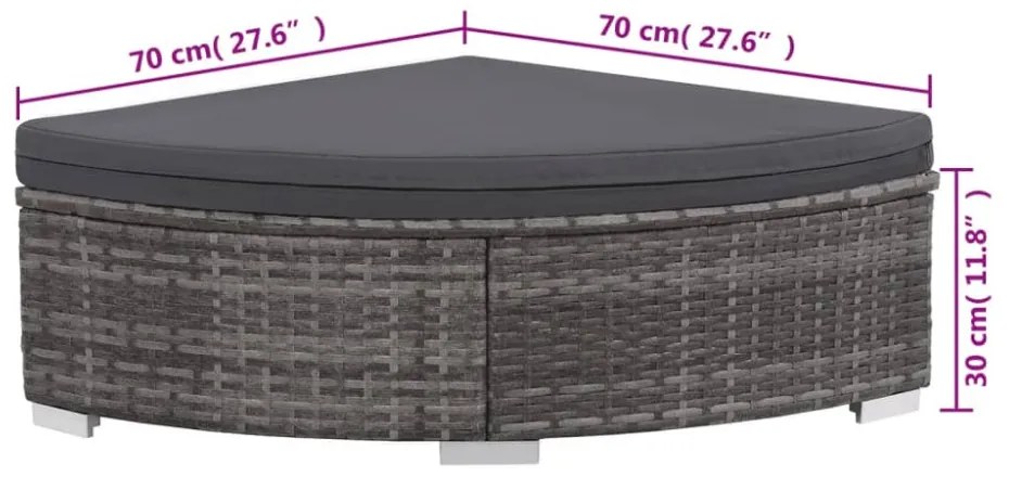 6 darabos szürke polyrattan kerti bútor szett párnákkal