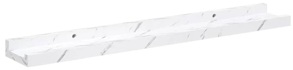 Falpolc polcokkal 2 pcs Fehér márvány 60 x 9 x 3 cm Faanyag