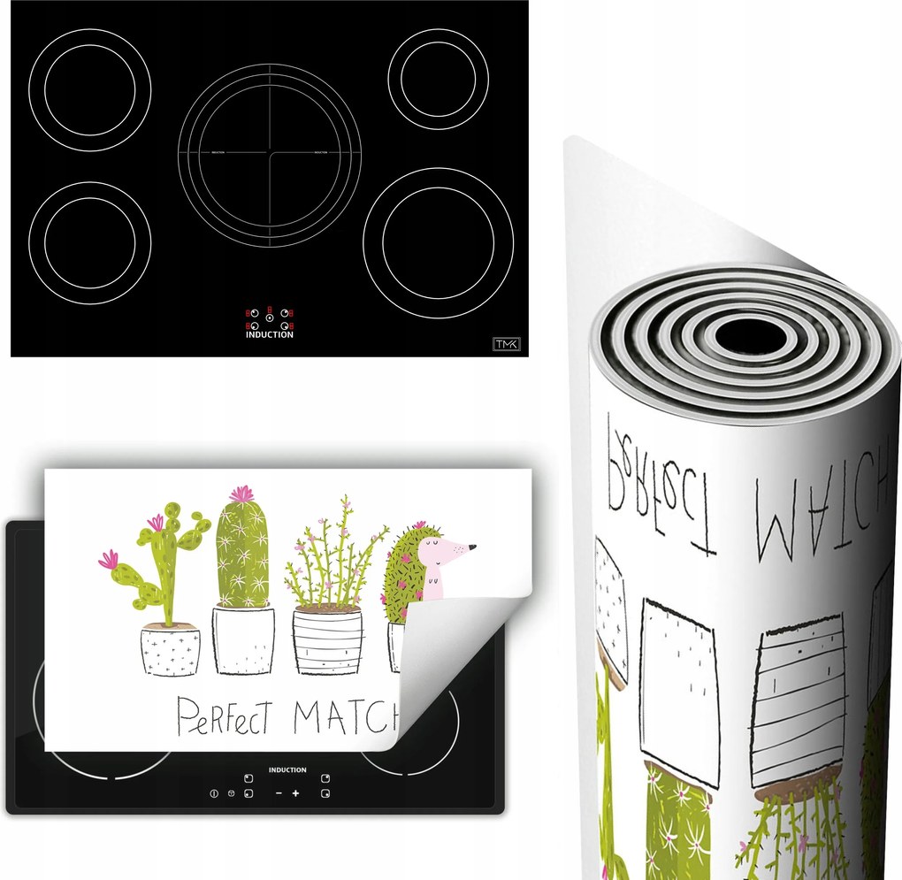 Vinil Szőnyeg Tűzhelyvédelem Asztallap 90x52 kaktuszok