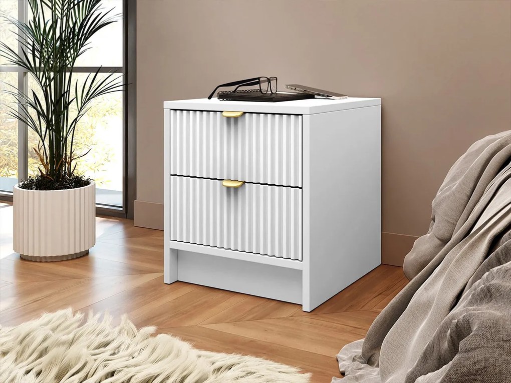 Éjjeliszekrény Rozoma 2SZ (fehér velvet + arany) . 1104521