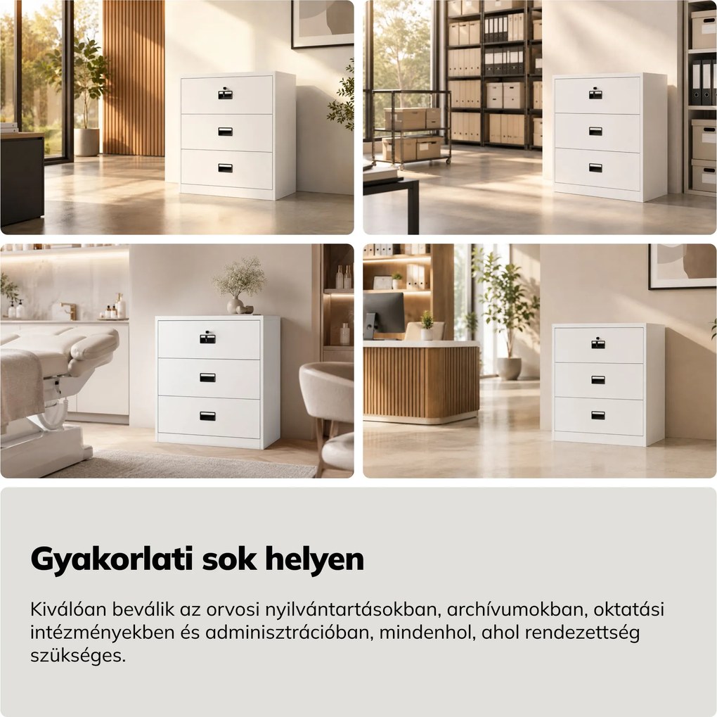 Fém kartotékszekrény, fehér, 900x1020x600 mm: SARA XL V3