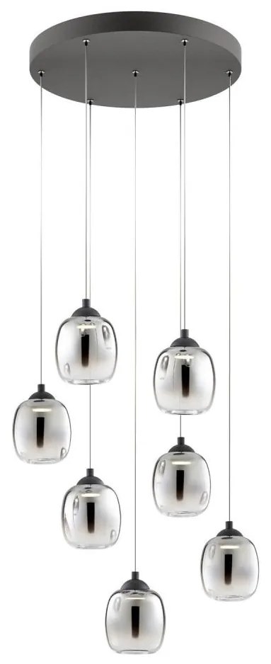 Redo 01-3489 - LED dimmelhető, kábelen függesztett KHADI csillár 7xLED/5W/230V fekete/füstszínű