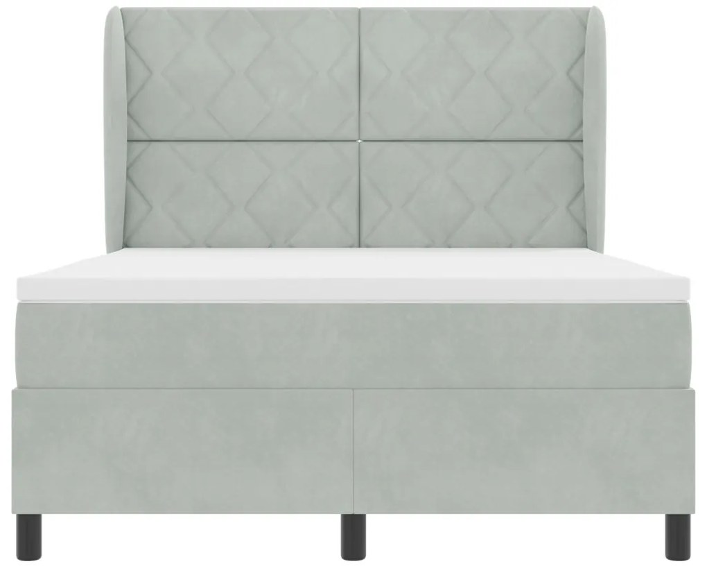 Boxspring Ágy Matraccal Világosszürke 140x190 cm Bársonyos