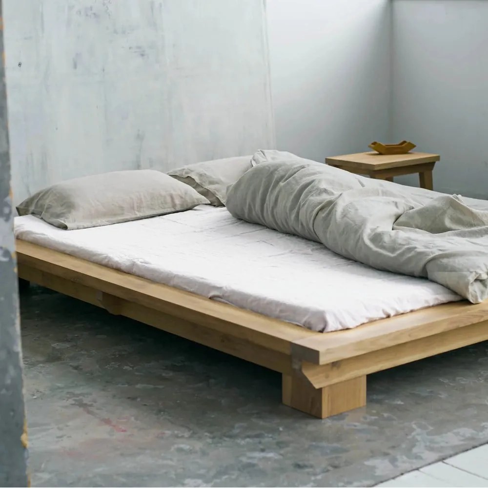 Fehér gumis len lepedő 200x200 cm White – Linen Tales