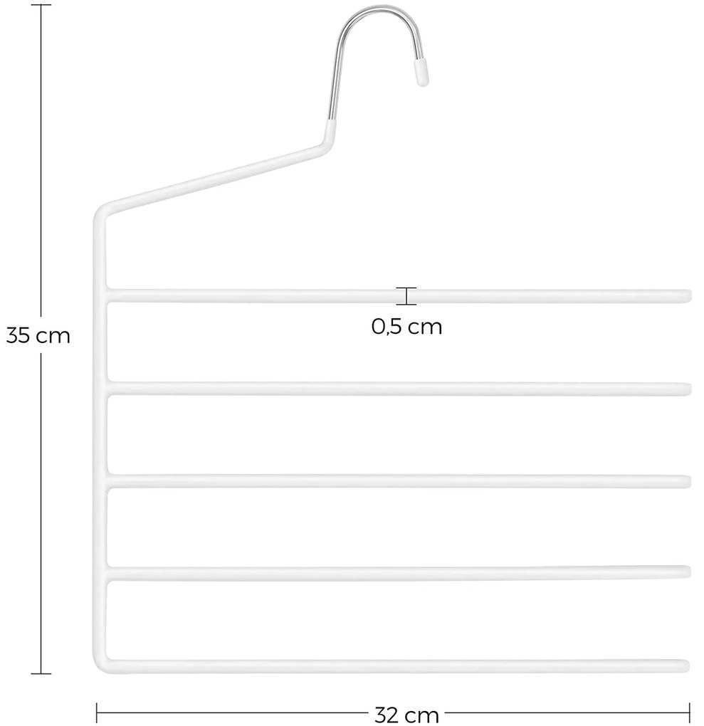 Csúszásmentes nadrágakasztók 4 db-os készlet, 32 x 35 x 0,5 cm, fehér