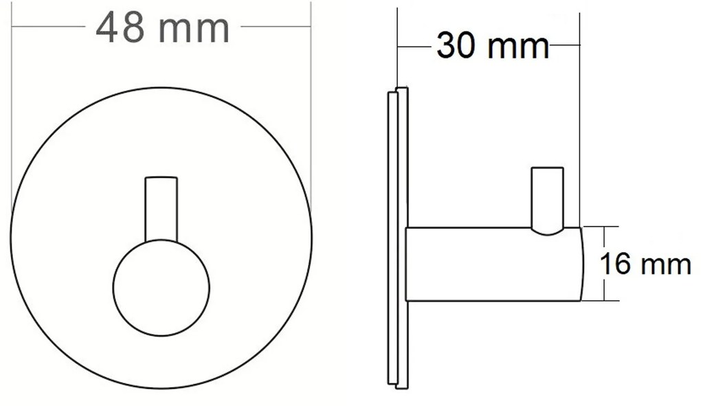 Sapho, Öntapadó akasztó, kerek, fekete matt, 32204