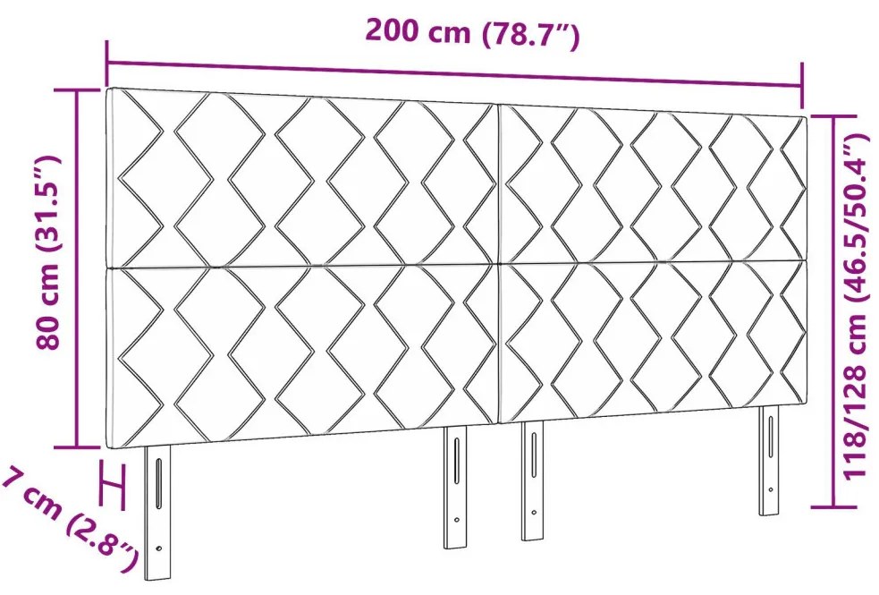 Fejtámla Gyémánt Blokkok Mintázattal Sötét Szürkében, 200 cm Anyag