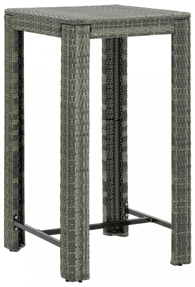 szürke polyrattan kerti bárasztal 60,5 x 60,5 x 110,5 cm