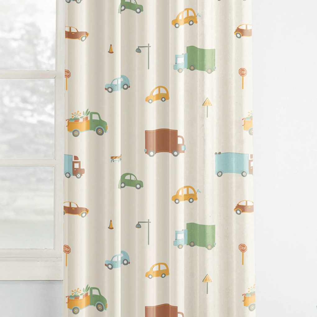 Goldea gyerek pamut függöny - az autók világa 160x150 cm
