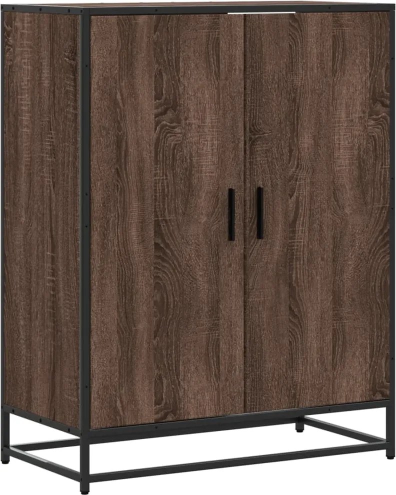 vidaXL barna tölgy színű szerelt fa és fém cipőszekrény 75x38x97,5 cm