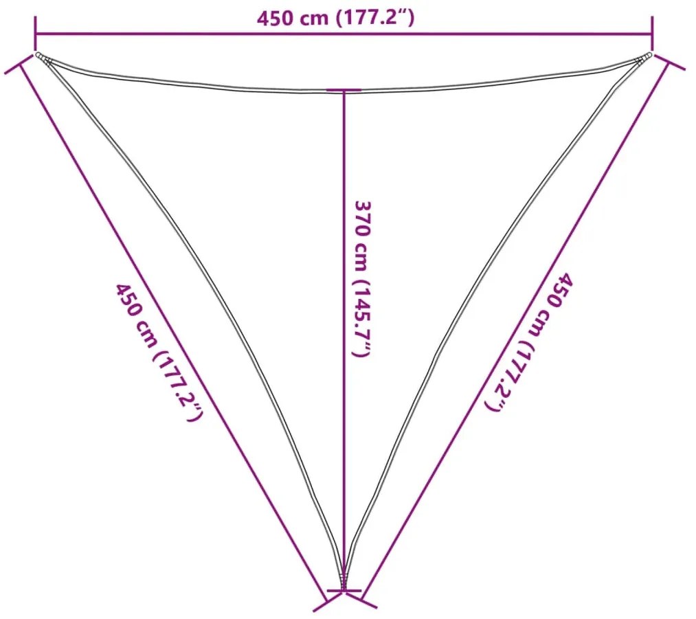 krémszínű HDPE napvitorla 160 g/m² 4,5 x 4,5 x 4,5 m