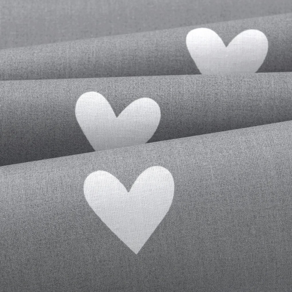 Goldea pamut drapéria - szívecskék, szürke alapon 280x150 cm