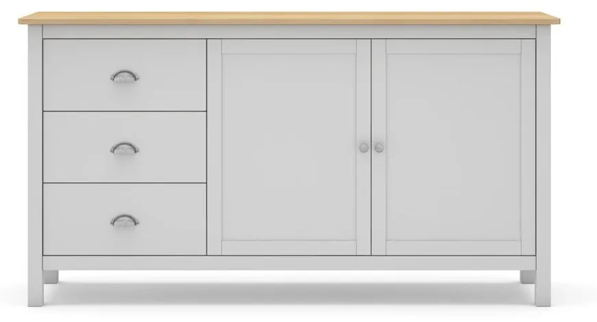 Fehér-natúr színű borovi fenyő alacsony komód 150x80,5 cm Misti – Marckeric