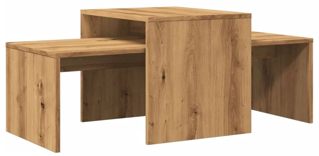 kézműves tölgy színű szerelt fa dohányzóasztal 100 x 48 x 40 cm