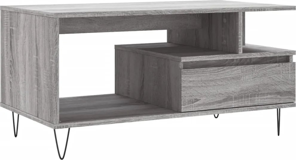 vidaXL szürke sonoma szerelt fa dohányzóasztal 90x49x45 cm