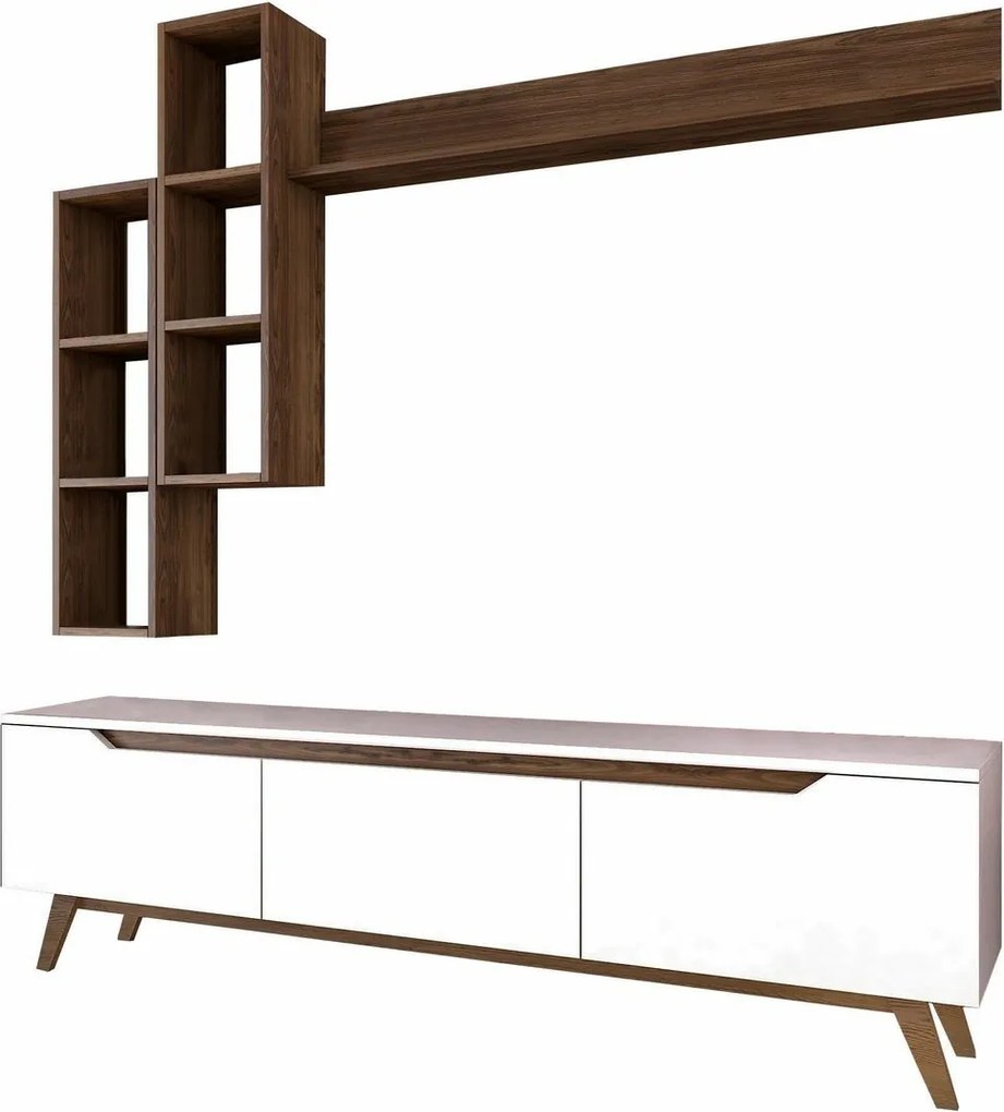 Mia Walnut and White TV fal