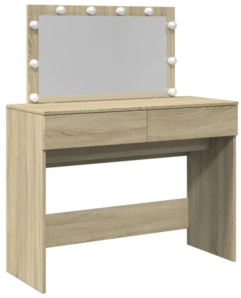 sonoma tölgy színű fésülködőasztal LED-del 100 x 40 x 120 cm
