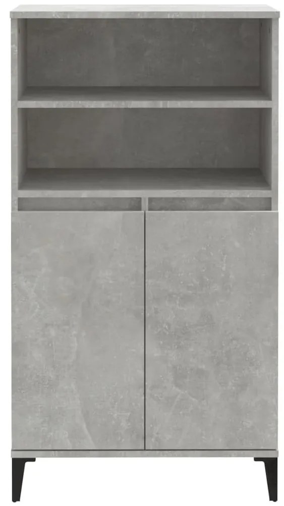 betonszürke szerelt fa magasszekrény 60 x 36 x 110 cm
