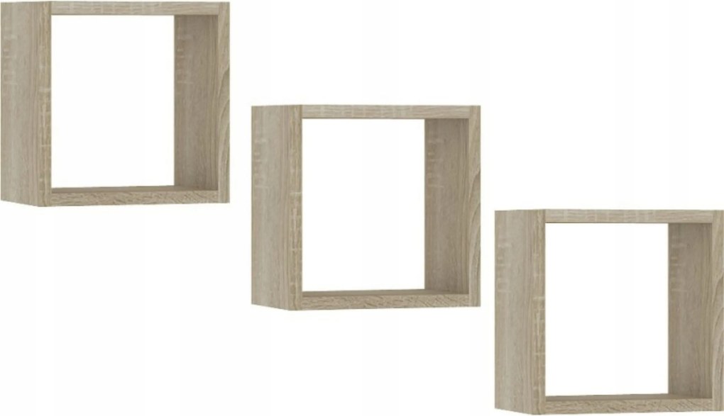 Akasztós polc K 25x25cm sonoma tölgy 3 db-os szett Akd