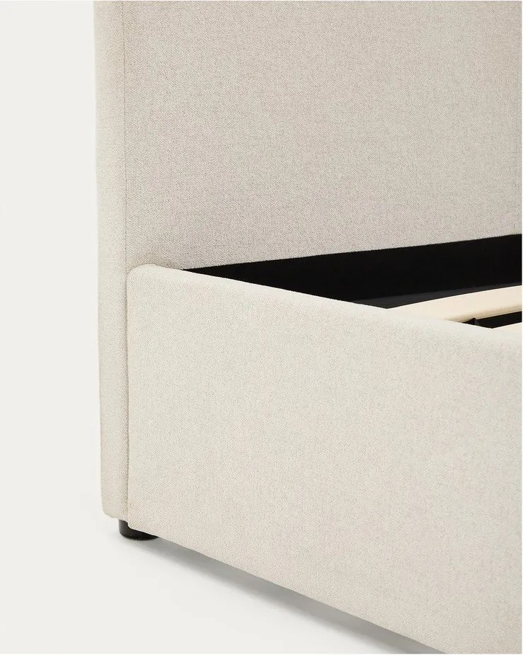 Bézs kárpitozott ágyneműtartós franciaágy ágyráccsal 180x200 cm Nahiri – Kave Home