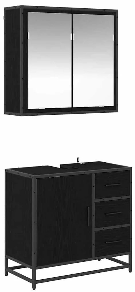 Fürdőszoba bútor szett 2 pcs Musta tammi 65 x 33 x 60 cm