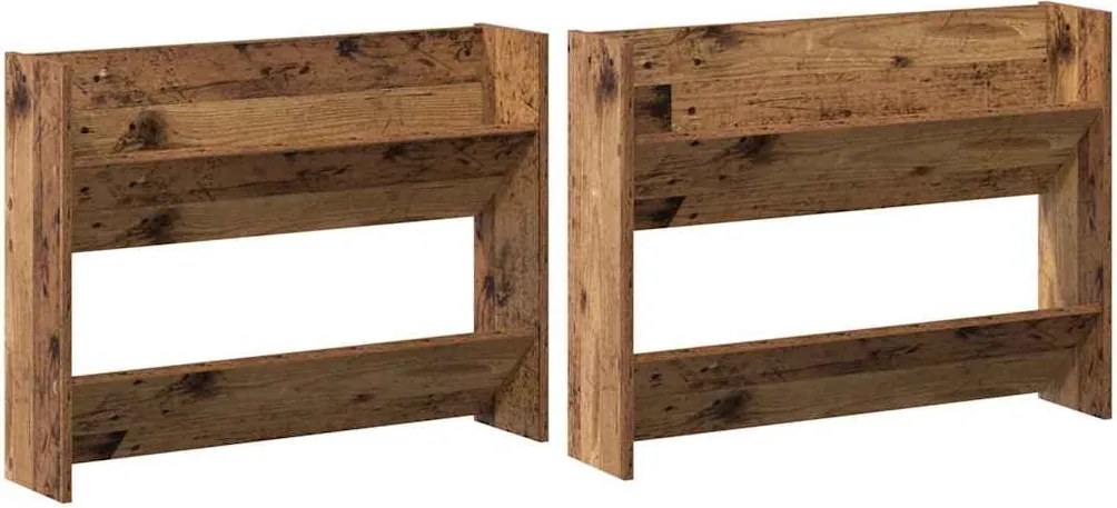 vidaXL Cipőszekrény polcokkal 2 pcs Régi fa 80 x 18 x 60 cm Faanyag